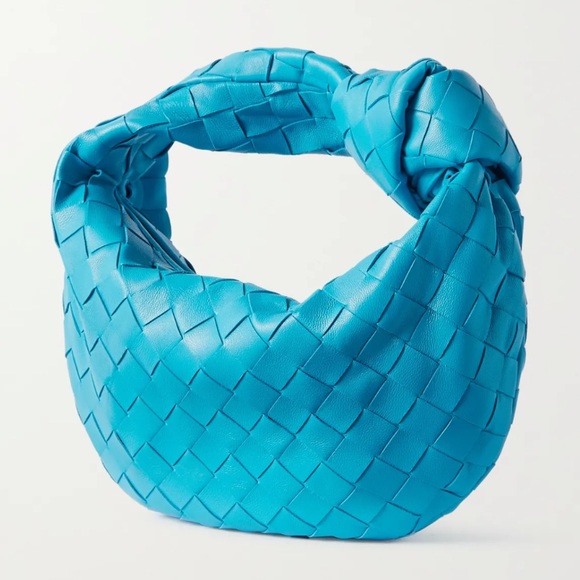 Bottega Veneta Mini Jodie Knotted Intrecciato Leather Shoulder Bag in Blue - Picture 8 of 17